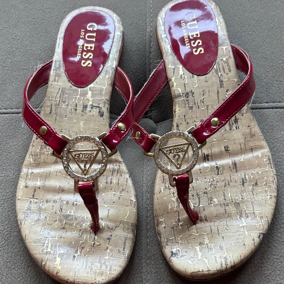 Guess Shoes - Guess Women's Red Sandals with Gold Details